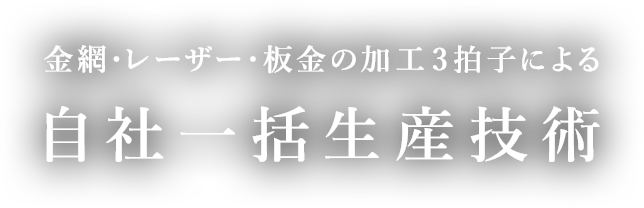 金網・レーザー・板金の加工3拍子による自社一括生産技術